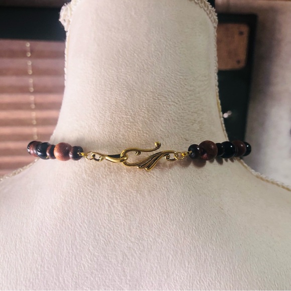 Handcrafted genuine stone mookaite black onyx beaded necklace - Picture 5 of 11